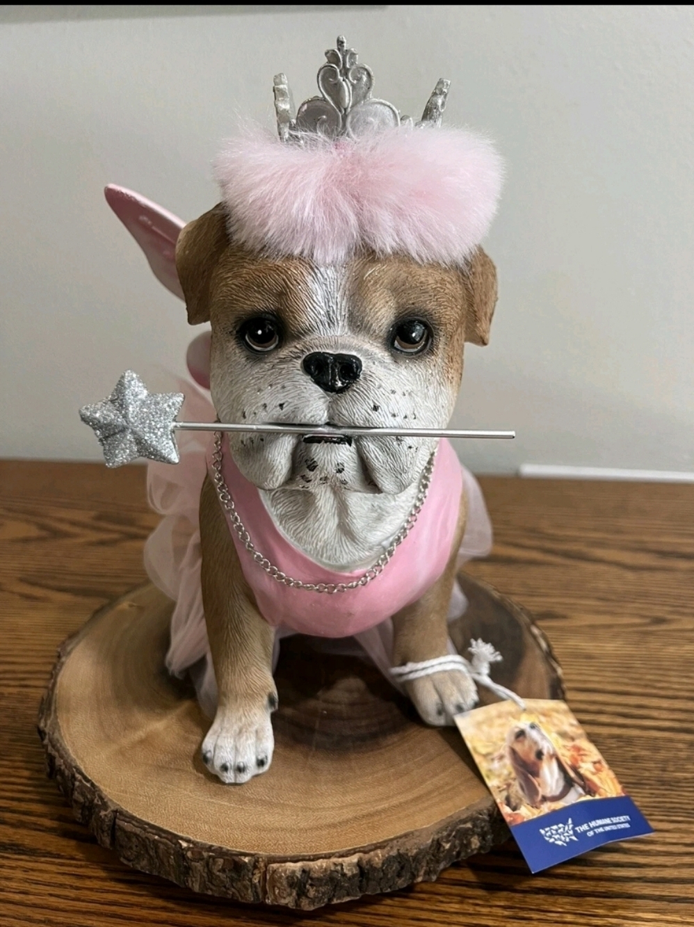 Humane Society Bulldog Fairy in Tutu & Crown Halloween Costume Resin Statue 11”